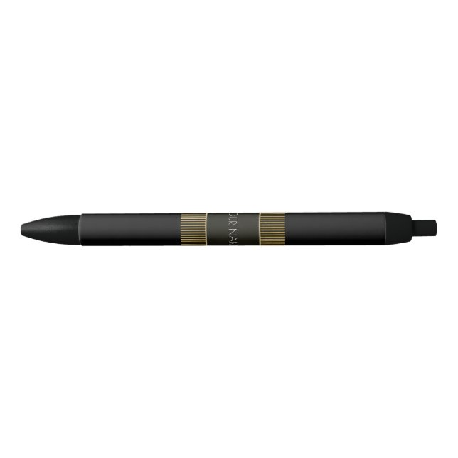 Black Gold Minimal Conceptual Geometry Name White Pen (Front)