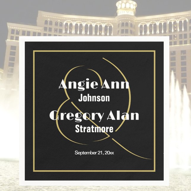 Black Gold Minimal Elegant Personalized Party Napkins (Creator Uploaded)