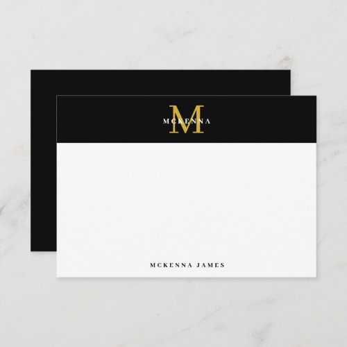 Black Gold Minimal Elegant Simple Classy Modern Note Card