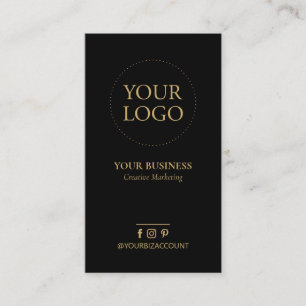 Black & Gold Minimal Logo Business Social Media Business Card