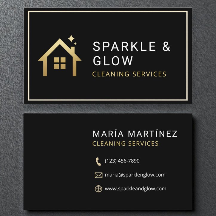 Black Gold Minimal Maid And Cleaning Business Card