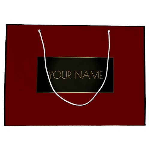 Black Gold Minimal Name Luxury Brand Burgundy Large Gift Bag