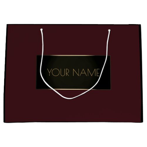 Black Gold Minimal Name Luxury Branding Bordeaux Large Gift Bag