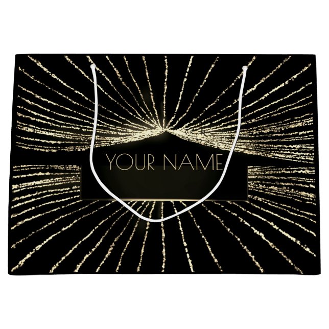 Black Gold Minimal Name Luxury Branding VIP Large Gift Bag (Front)