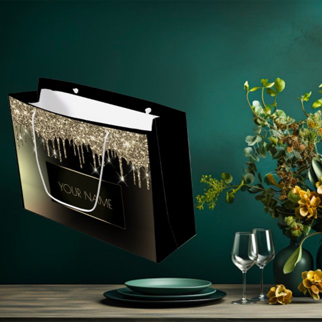 Black Gold Minimal Name Unique Branding Drips Large Gift Bag (Black Gold Minimal Name Unique Branding Drips Large Gift Bag)