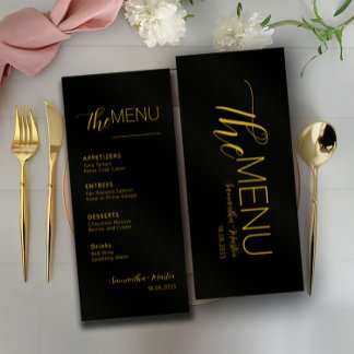 Black Gold Minimal Script Wedding Menu