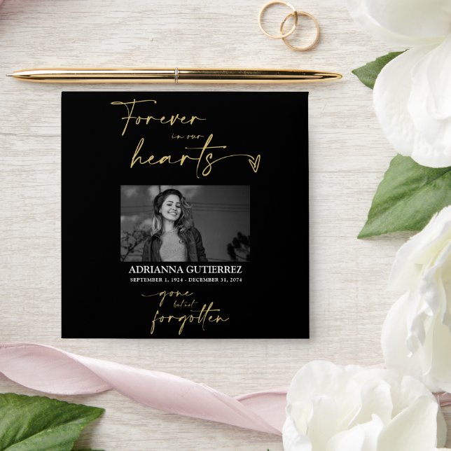 Black Gold Minimal Seed Packet Memorial Funeral Envelope (Wedding)