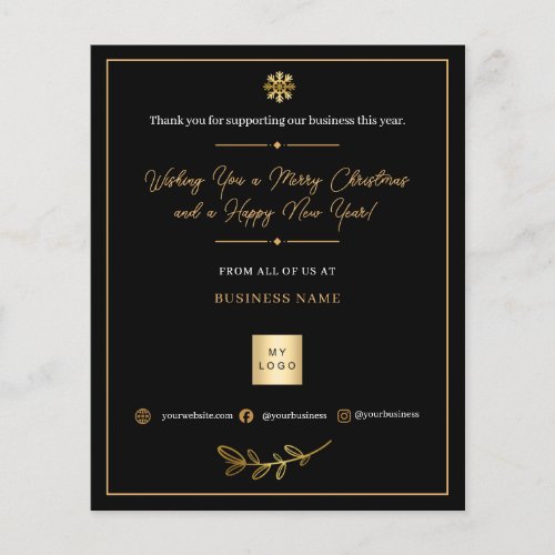 Black Gold Minimalist Business Logo Christmas Flyer