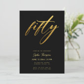 Black Gold Minimalist Chic Elegant 50th Birthday Invitation | Zazzle