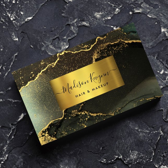 Black & Gold Minimalist Marble Business Card (Creator Uploaded)