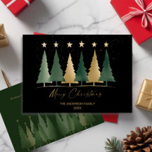 Black & Gold Minimalist Modern Christmas Trees
