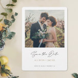 Black Gold Minimalist Modern Photo Save the Date<br><div class="desc">This simple, modern photo wedding save the date flat card has a clean, fresh minimalist design. The front features a lively modern Save the Date text in black below your photo, your first names in an elegant gold tone called California Gold and date and wedding location below that. This 'save...</div>