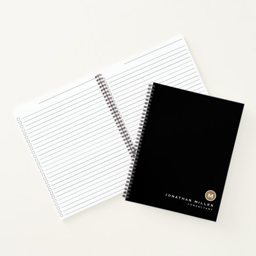 Black Gold Minimalist Monogram Checklist Notebook