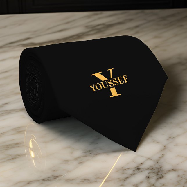 Black Gold Minimalist Monogrammed Neck Tie (Creator Uploaded)