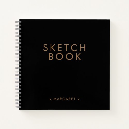 Black Gold Minimalist Personalized Sketchbook Notebook