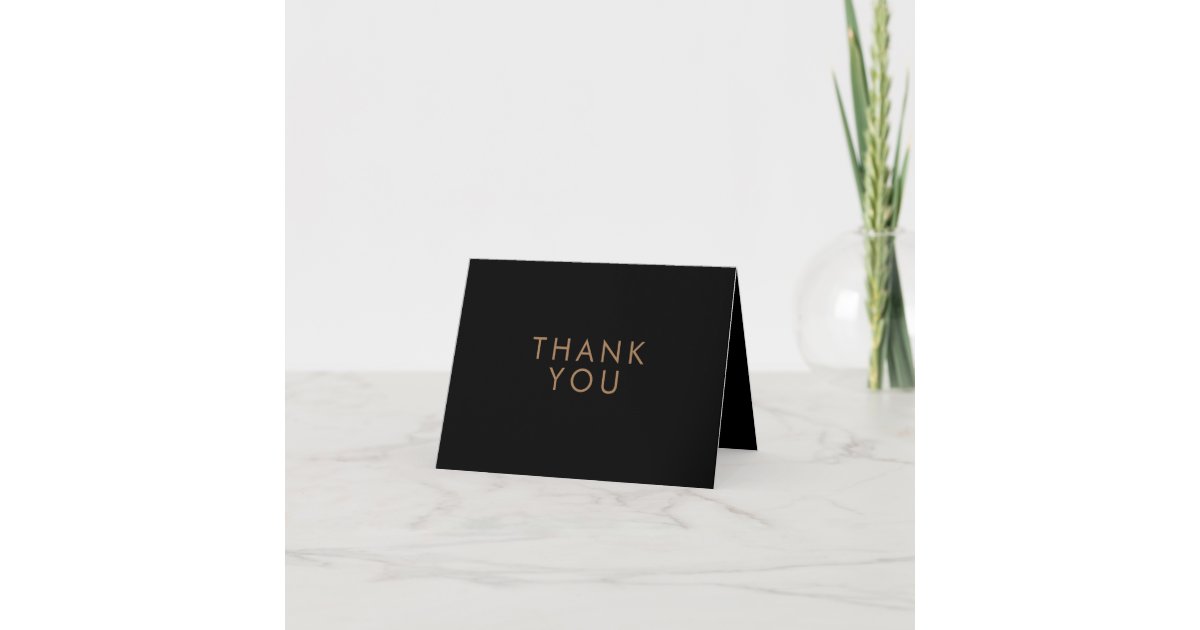 Black Gold Minimalist Personalized Thank You Card | Zazzle