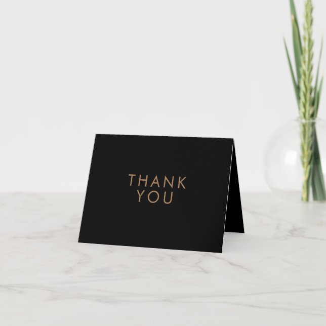 Black Gold Minimalist Personalized Thank You Card (Front)