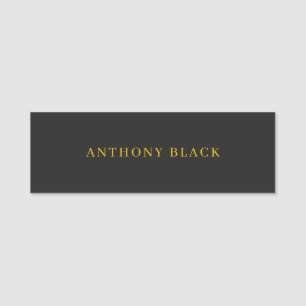 Black & Gold Minimalist Plain Elegant Own Name Tag