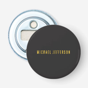 Black & Gold Minimalist Plain Modern Own Name Bottle Opener
