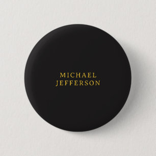 Black & Gold Minimalist Plain Modern Own Name Button