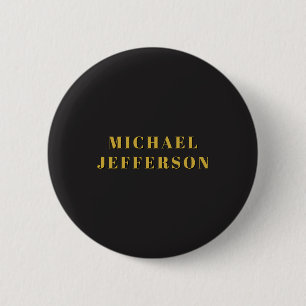 Black & Gold Minimalist Plain Modern Own Name Button