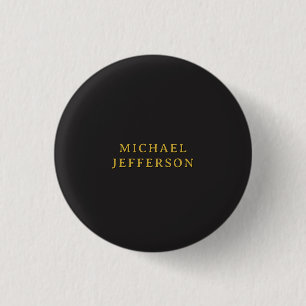Black & Gold Minimalist Plain Modern Own Name Button