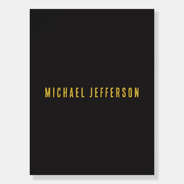 Black & Gold Minimalist Plain Modern Own Name Foam Board (Front)
