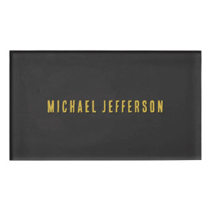 Black & Gold Minimalist Plain Modern Own Name Tag