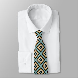 Black Gold Mint Brush Strokes Triangles Neck Tie