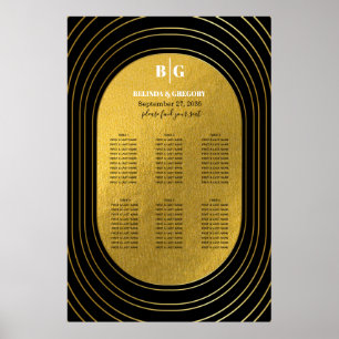 Black & Gold Modern Arch Wedding Seating Chart