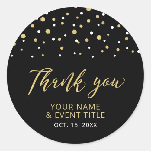 Black  Gold  Modern Birthday Favor Thank you Cla Classic Round Sticker