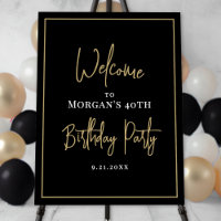 Black Gold Modern Birthday Party Welcome