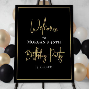 Black Gold Modern Birthday Party Welcome Foam Board