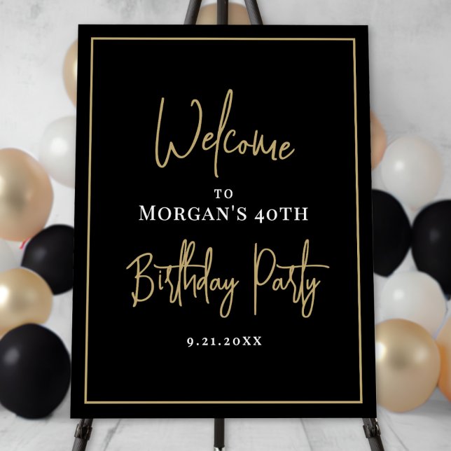 Black Gold Modern Birthday Party Welcome Foam Board (Black Gold Modern Birthday Party Welcome Foam Board )