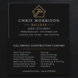 Black Gold Modern Builder Construction Business Card