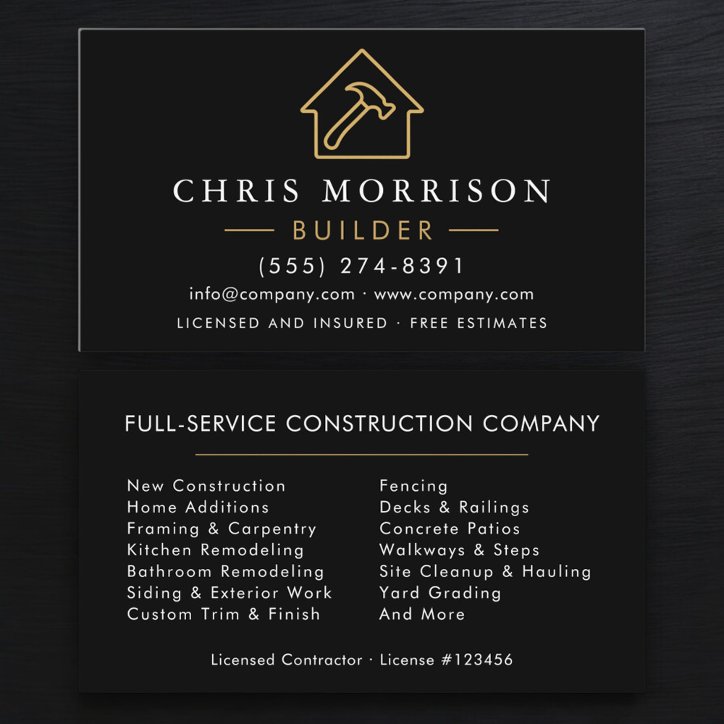 Black Gold Modern Builder Construction Business Card
