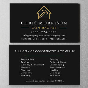 Black Gold Modern Building Construction  Business Card