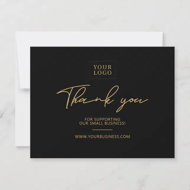 Black & Gold Modern Business Package Thank You Card | Zazzle