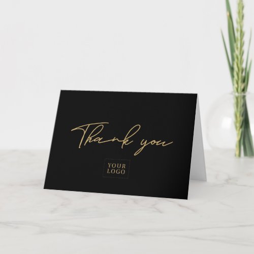 Black  Gold Modern Business Thank you Note Card