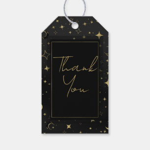 Black & Gold Modern Celestial Moon Stars Wedding Gift Tags