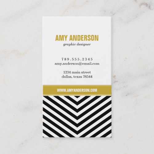 Black &amp; Gold Modern Chevron Stripes Business Card