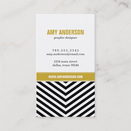 Customizable Black &amp; Gold Modern Chevron Stripes Business Card