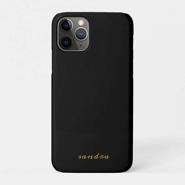 Black Gold Modern Chic Script Girly Monogram Name Case-Mate iPhone Case (Back)