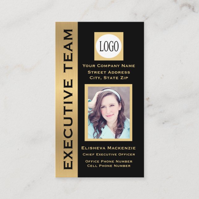 Black Gold Modern Custom Executive Business Card (Front)