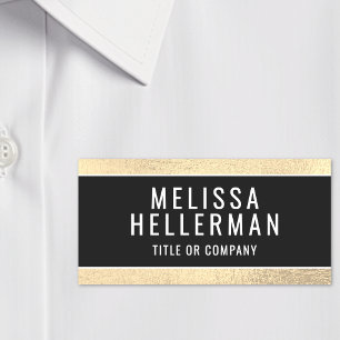 Black Gold Modern Custom Name Tag