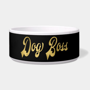 Black Gold Modern Dog Boss Bowl
