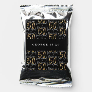 Black gold modern elegant 50th birthday typography coffee drink mix