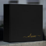 Black Gold Modern Elegant Girly Monogram Name 3 Ring Binder<br><div class="desc">Gold and Black simple  Script Monogram Name Binder. This makes the perfect sweet 16 birthday,  wedding,  bridal shower,  anniversary,  baby shower or bachelorette party gift for someone that loves glam luxury and chic styles.</div>