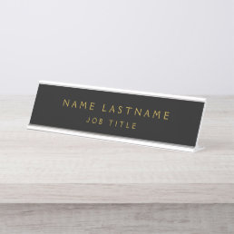 Black Gold Modern Elegant Professional Classy Desk Name Plate