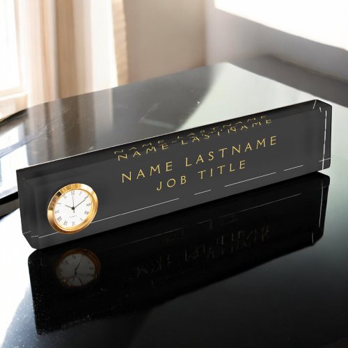 Black Gold Modern Elegant Professional Classy Desk Name Plate